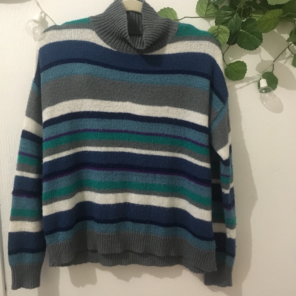 Retro color block stripe sweater